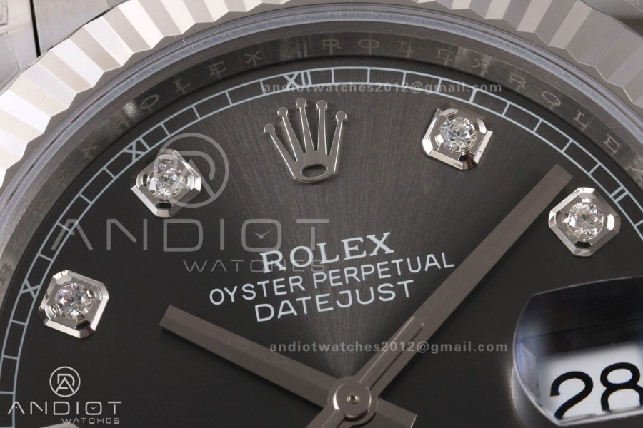 DateJust 41 126334 904L SS VSF 1:1 Best Edition Gray Diamonds Dial on Oyster Bracelet VS3235v2 V2s (133g)Free Sprung