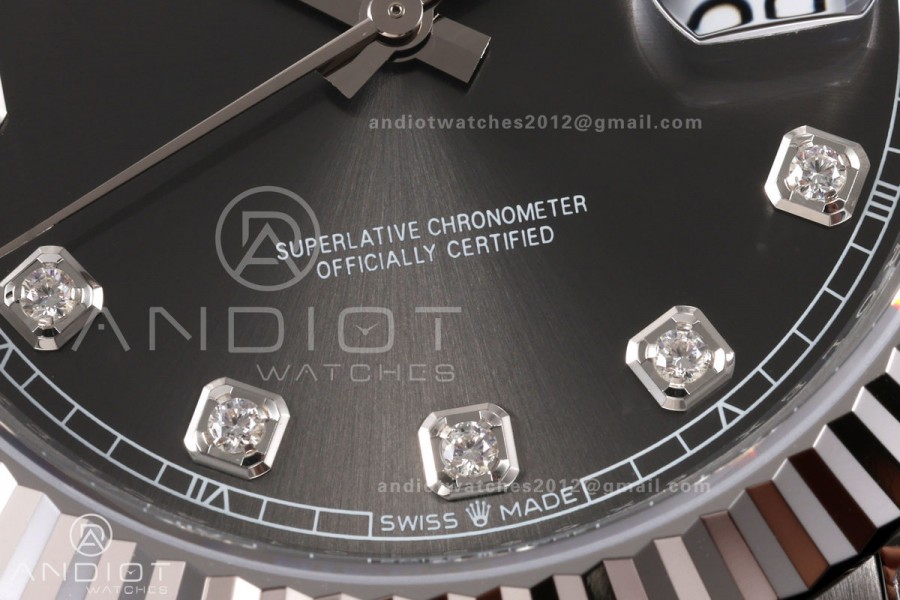 DateJust 41 126334 904L SS VSF 1:1 Best Edition Gray Diamonds Dial on Oyster Bracelet VS3235v2 V2s (133g)Free Sprung