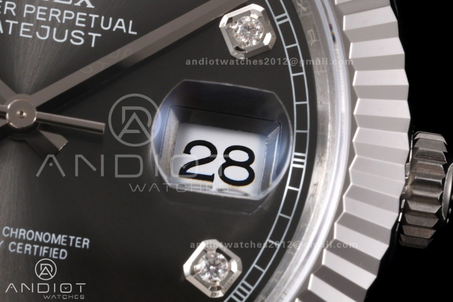 DateJust 41 126334 904L SS VSF 1:1 Best Edition Gray Diamonds Dial on Oyster Bracelet VS3235v2 V2s (133g)Free Sprung