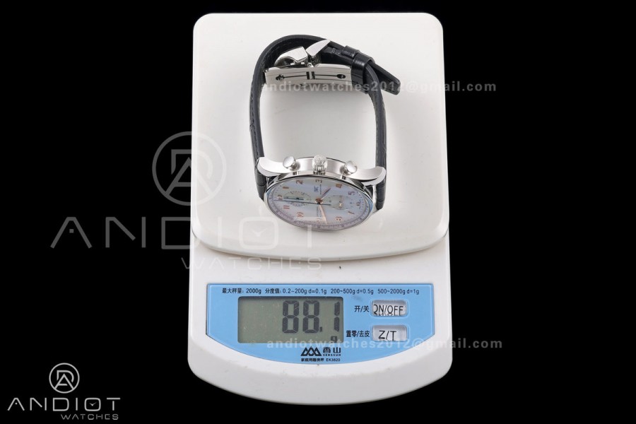 Portugieser Chrono IW371604 OCTA 1:1 Best Edition White/YG Dial on Black Leather Strap DD69355 Super Clone