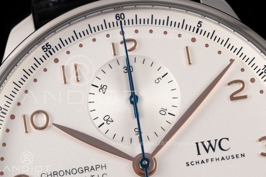 Portugieser Chrono IW371604 OCTA 1:1 Best Edition White/YG Dial on Black Leather Strap DD69355 Super Clone