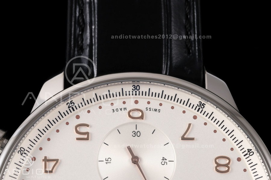 Portugieser Chrono IW371604 OCTA 1:1 Best Edition White/YG Dial on Black Leather Strap DD69355 Super Clone