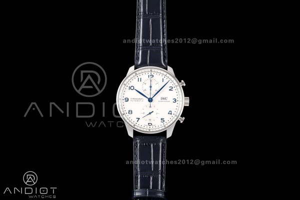 Portugieser Chrono IW371605 OCTA 1:1 Best Edition White/Blue Dial on Blue Leather Strap DD69355 Super Clone