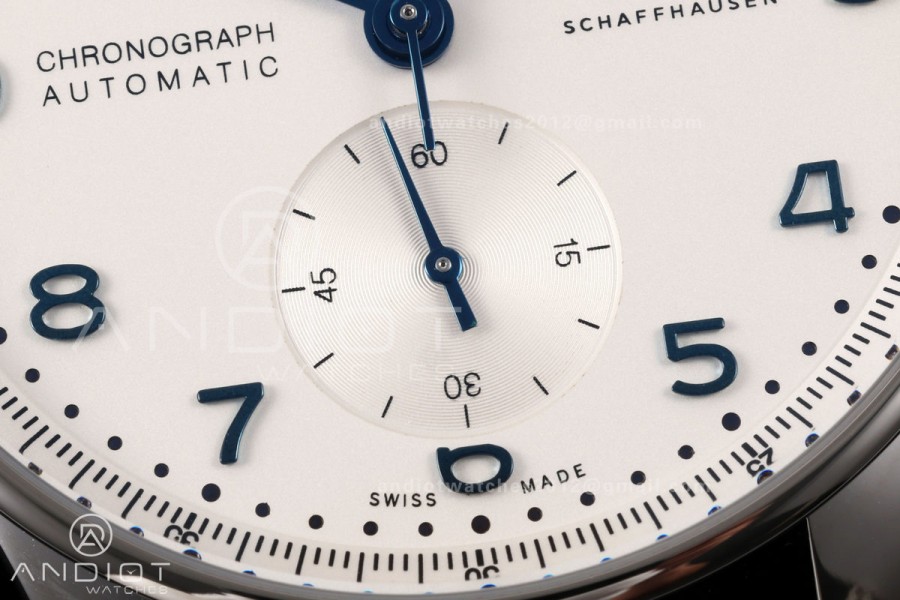 Portugieser Chrono IW371605 OCTA 1:1 Best Edition White/Blue Dial on Blue Leather Strap DD69355 Super Clone