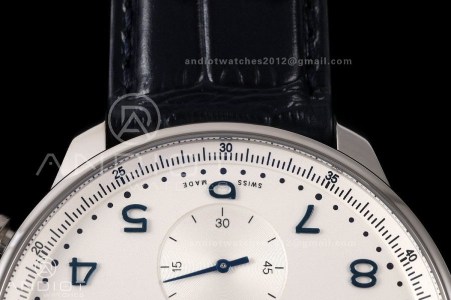 Portugieser Chrono IW371605 OCTA 1:1 Best Edition White/Blue Dial on Blue Leather Strap DD69355 Super Clone