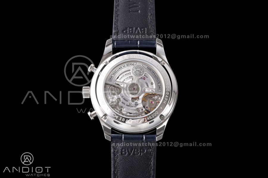 Portugieser Chrono IW371605 OCTA 1:1 Best Edition White/Blue Dial on Blue Leather Strap DD69355 Super Clone