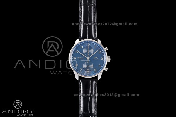 Portugieser Chrono IW371606 OCTA 1:1 Best Edition Blue Dial on Black Leather Strap DD69355 Super Clone