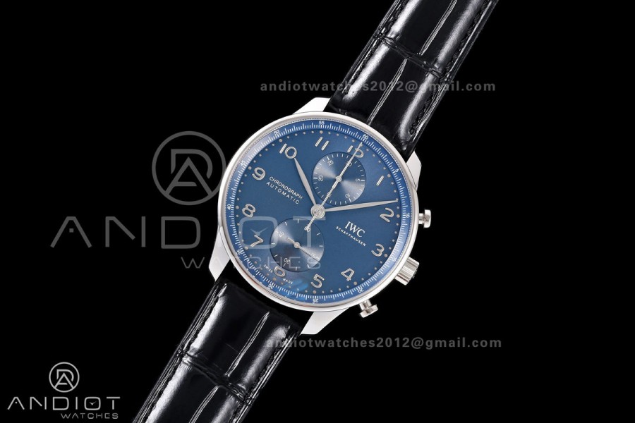 Portugieser Chrono IW371606 OCTA 1:1 Best Edition Blue Dial on Black Leather Strap DD69355 Super Clone