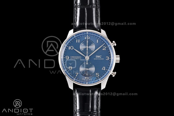 Portugieser Chrono IW371606 OCTA 1:1 Best Edition Blue Dial on Black Leather Strap DD69355 Super Clone