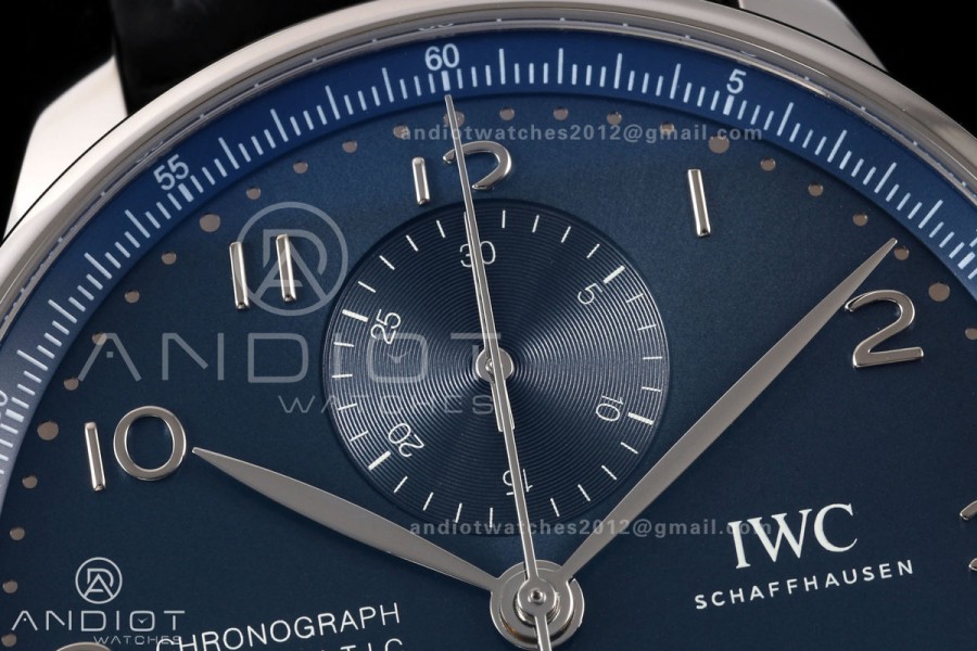 Portugieser Chrono IW371606 OCTA 1:1 Best Edition Blue Dial on Black Leather Strap DD69355 Super Clone