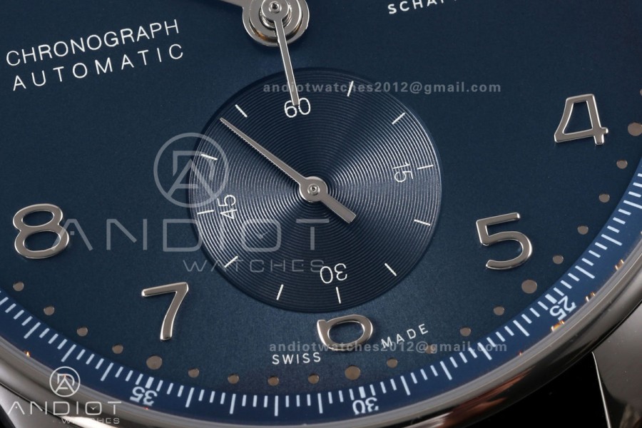 Portugieser Chrono IW371606 OCTA 1:1 Best Edition Blue Dial on Black Leather Strap DD69355 Super Clone