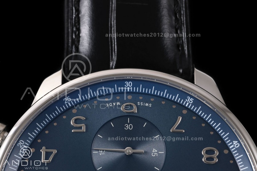 Portugieser Chrono IW371606 OCTA 1:1 Best Edition Blue Dial on Black Leather Strap DD69355 Super Clone