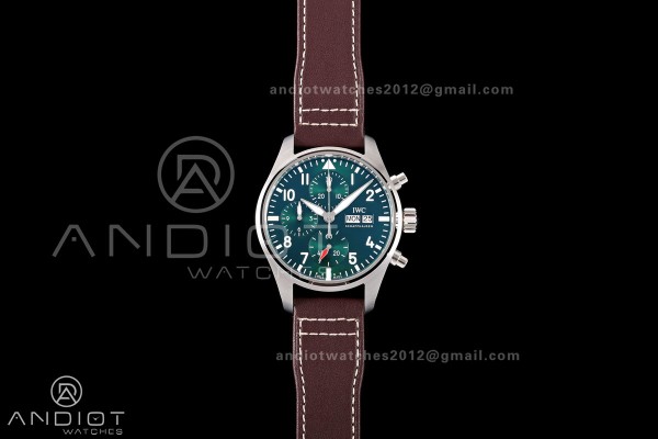 Pilot Chrono IW388103 OCTA 1:1 Best Edition Green Dial on Brown Leather Strap 69385 Super Clone