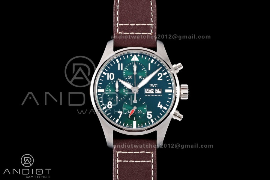 Pilot Chrono IW388103 OCTA 1:1 Best Edition Green Dial on Brown Leather Strap 69385 Super Clone