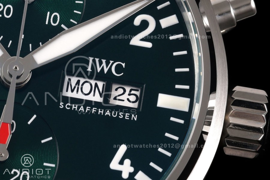 Pilot Chrono IW388103 OCTA 1:1 Best Edition Green Dial on Brown Leather Strap 69385 Super Clone