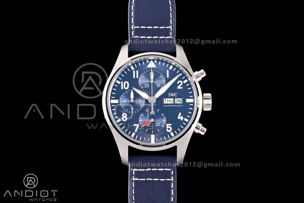 Pilot Chrono IW388101 OCTA 1:1 Best Edition Blue Dial on Blue Leather Strap 69385 Super Clone