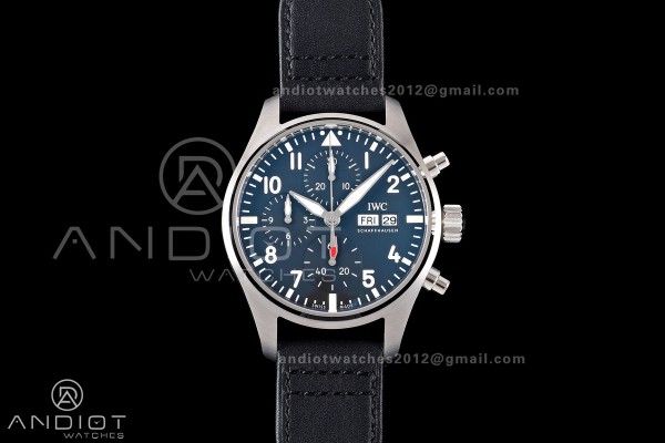 Pilot Chrono IW388111 OCTA 1:1 Best Edition Black Dial on Black Leather Strap 69385 Super Clone
