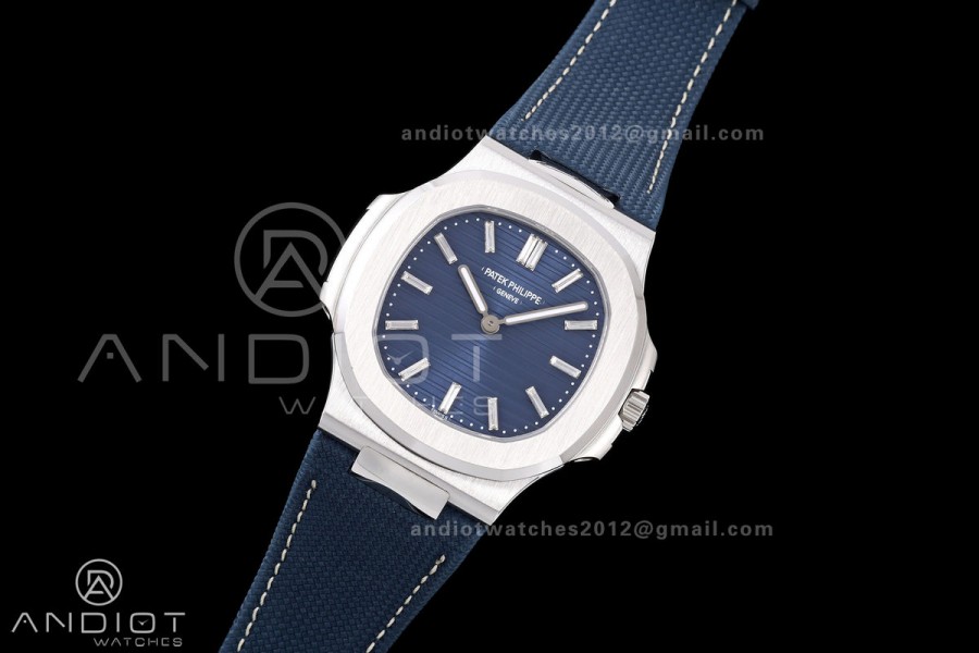 Nautilus 5810 SS PPF 1:1 Best Edition Blue Textured Dial on Blue Composite Strap SA240 Super Clone