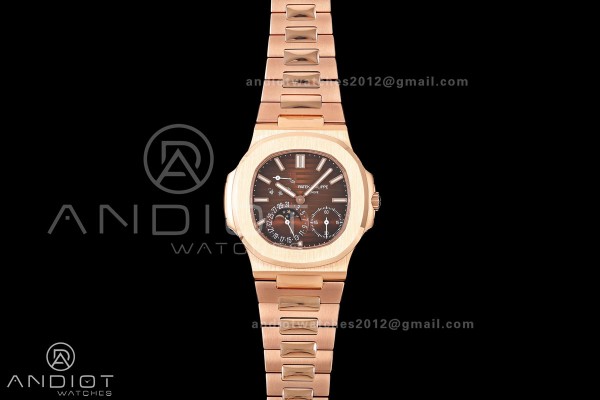 Nautilus 5712r RG UMI 1:1 Best Edition Brown Dial on RG Bracelet PPF240 Super Clone Free Sprung (Weighted)