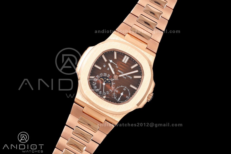 Nautilus 5712r RG UMI 1:1 Best Edition Brown Dial on RG Bracelet PPF240 Super Clone Free Sprung (Weighted)