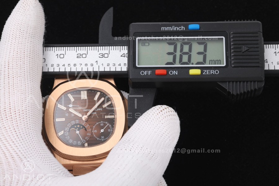 Nautilus 5712r RG UMI 1:1 Best Edition Brown Dial on RG Bracelet PPF240 Super Clone Free Sprung (Weighted)