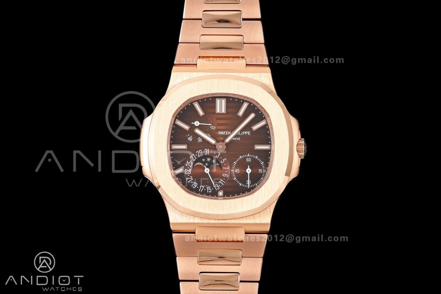 Nautilus 5712r RG UMI 1:1 Best Edition Brown Dial on RG Bracelet PPF240 Super Clone Free Sprung (Weighted)