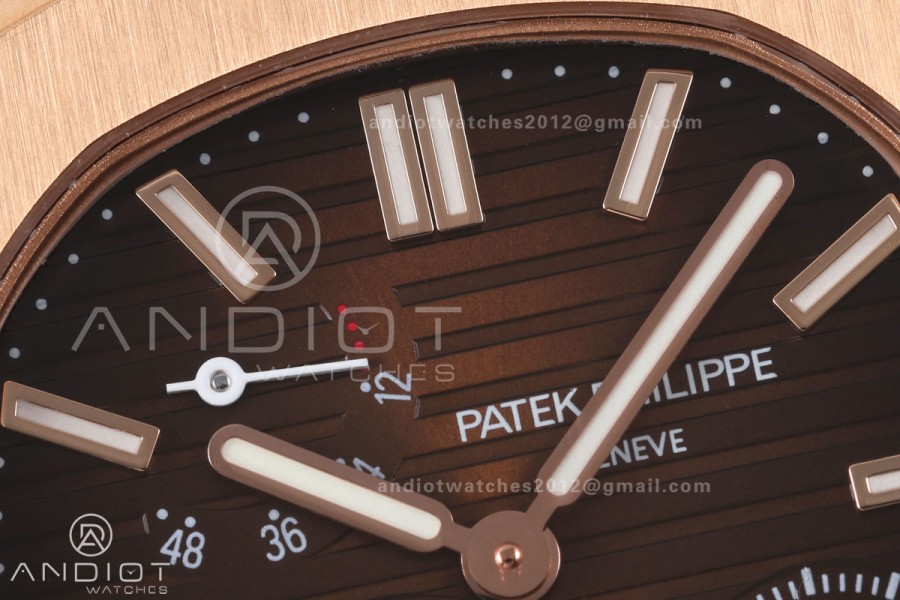 Nautilus 5712r RG UMI 1:1 Best Edition Brown Dial on RG Bracelet PPF240 Super Clone Free Sprung (Weighted)