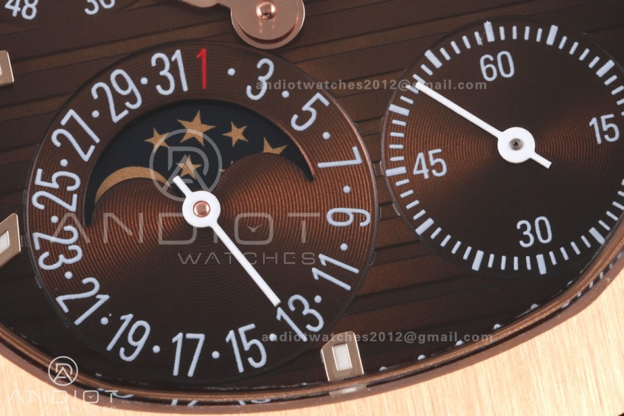 Nautilus 5712r RG UMI 1:1 Best Edition Brown Dial on RG Bracelet PPF240 Super Clone Free Sprung (Weighted)