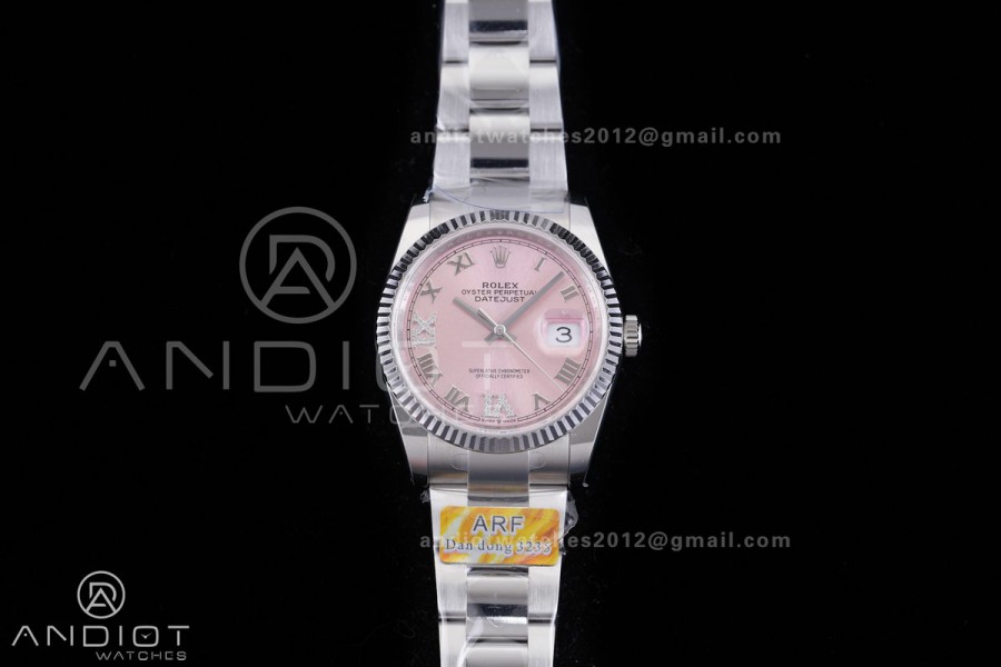 DateJust 36 SS 126234 ARF 1:1 Best Edition Pink Diamond Roman Dial on Oyster Bracelet DD3235
