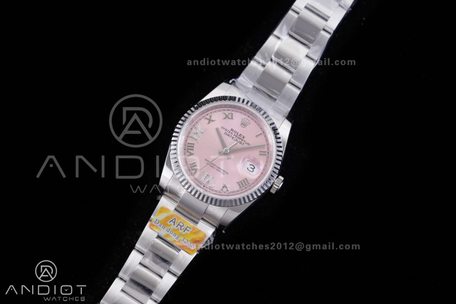 DateJust 36 SS 126234 ARF 1:1 Best Edition Pink Diamond Roman Dial on Oyster Bracelet DD3235