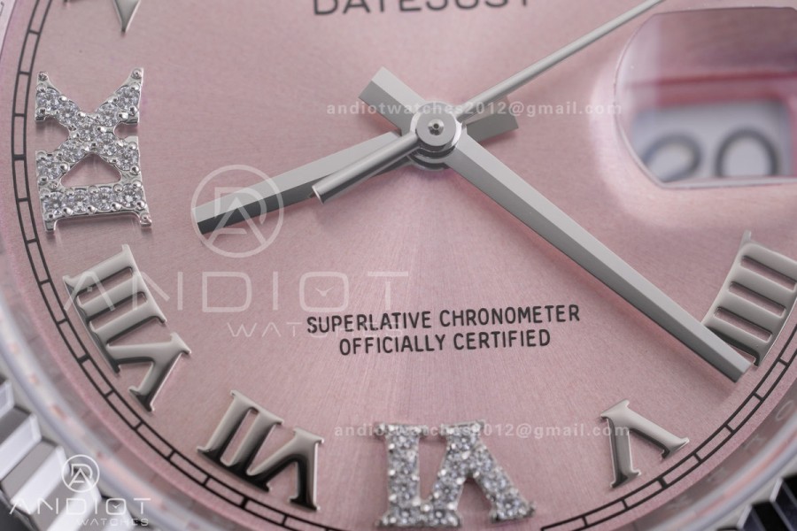 DateJust 36 SS 126234 ARF 1:1 Best Edition Pink Diamond Roman Dial on Oyster Bracelet DD3235