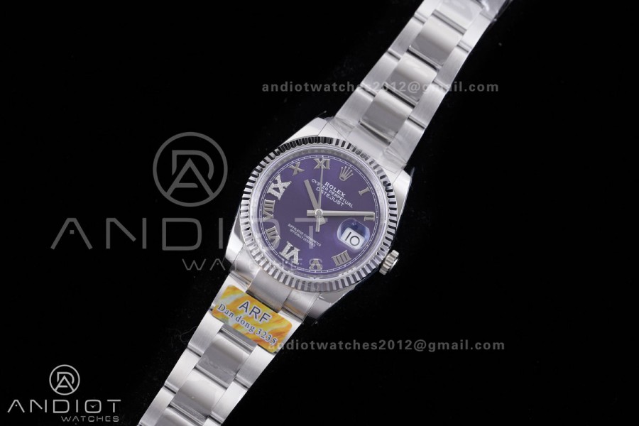 DateJust 36 SS 126234 ARF 1:1 Best Edition Purple Diamonds Roman Dial on Oyster Bracelet DD3235