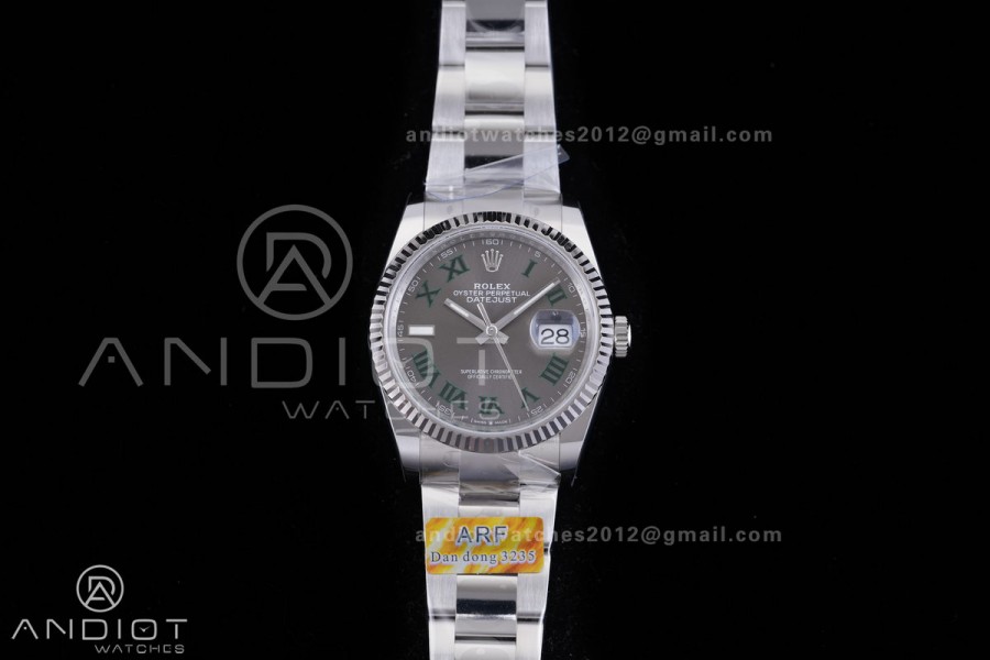 DateJust 36 SS 126234 Wimbledon ARF 1:1 Best Edition Gray Dial Green Roman on Oyster Bracelet DD3235