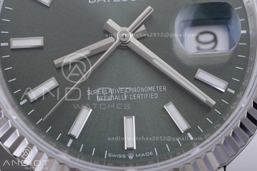 DateJust 36 SS 126234 Wimbledon ARF 1:1 Best Edition Gray Dial Green Roman on Oyster Bracelet DD3235