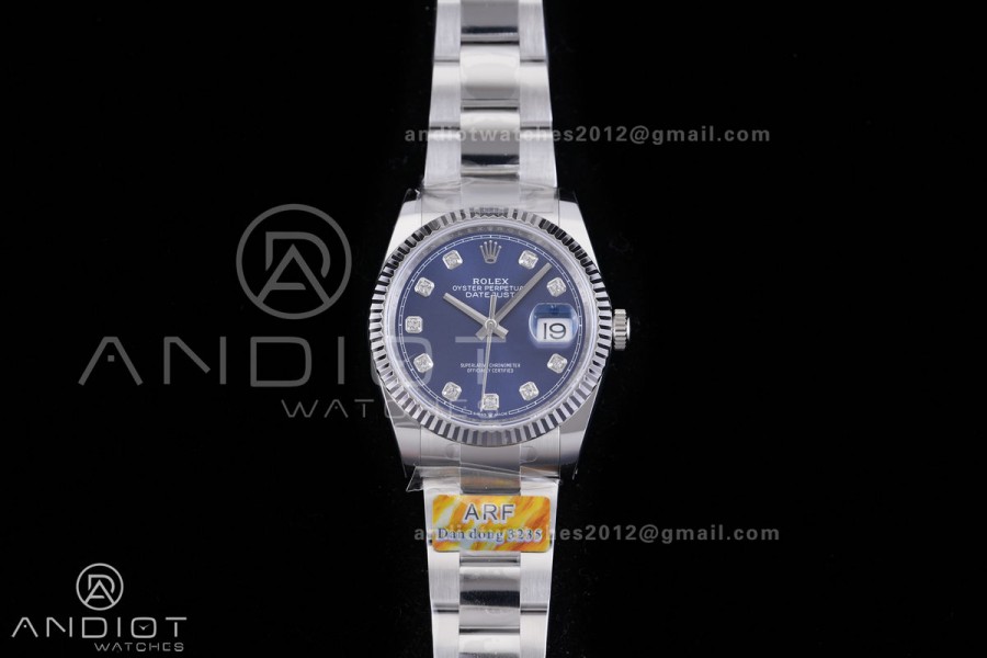 DateJust 36 SS 126234 ARF 1:1 Best Edition Blue Diamond Dial on Oyster Bracelet DD3235