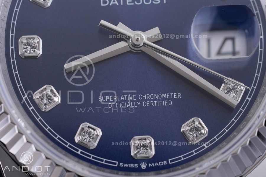 DateJust 36 SS 126234 ARF 1:1 Best Edition Blue Diamond Dial on Oyster Bracelet DD3235