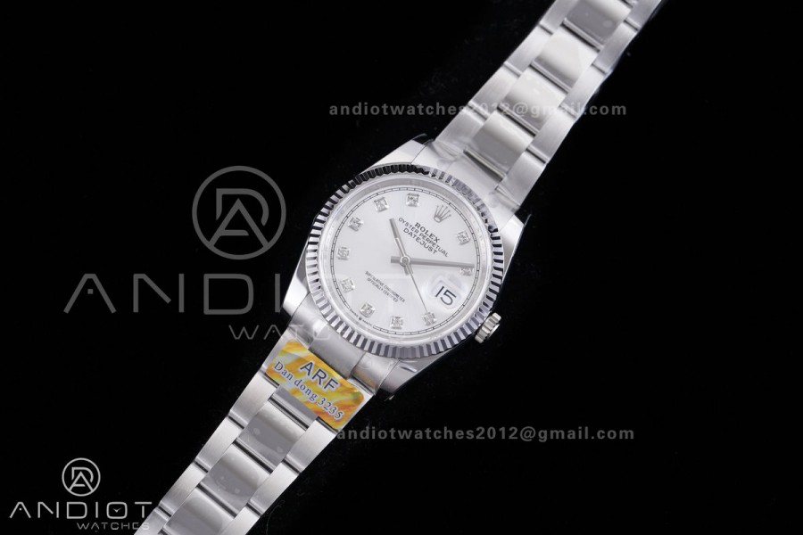 DateJust 36 SS 126234 ARF 1:1 Best Edition Sliver Diamond Dial on Oyster Bracelet DD3235