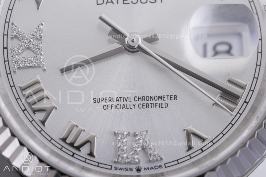 DateJust 36 SS 126234 ARF 1:1 Best Edition Sliver Diamond Dial on Oyster Bracelet DD3235