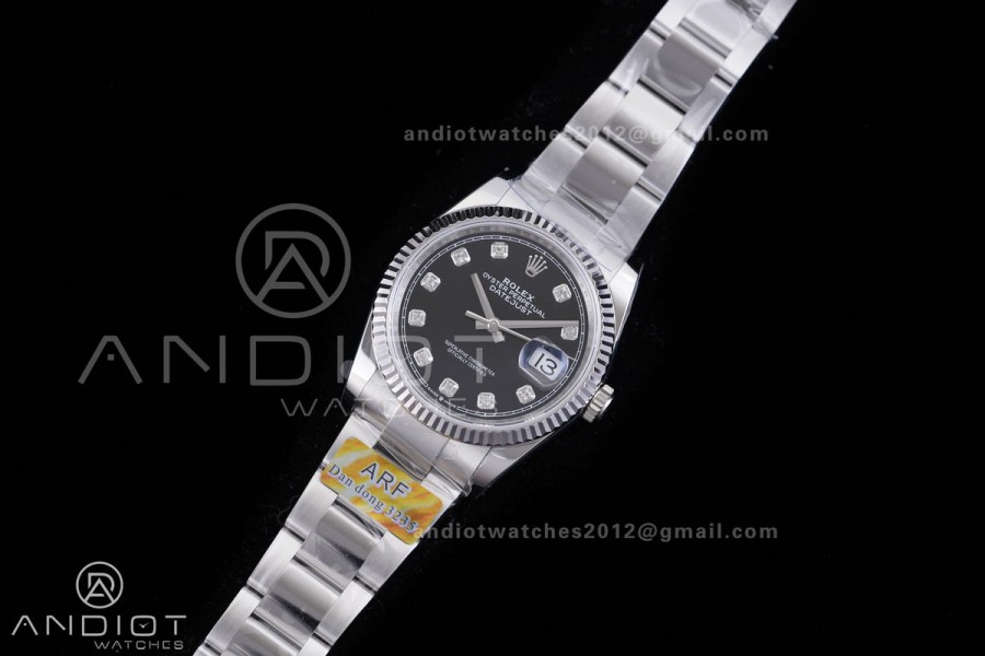 DateJust 36 SS 126234 ARF 1:1 Best Edition Black Diamond Dial on Oyster Bracelet DD3235