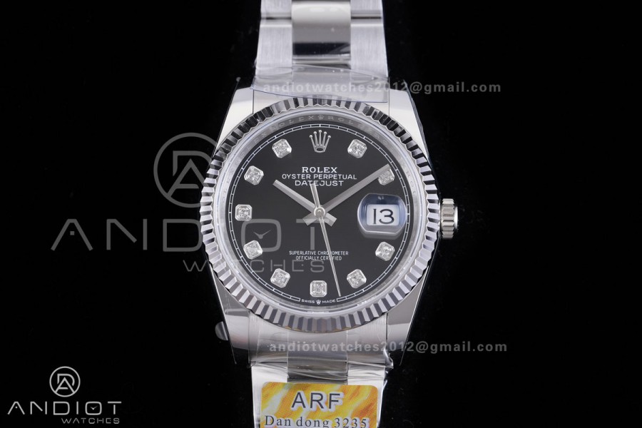 DateJust 36 SS 126234 ARF 1:1 Best Edition Black Diamond Dial on Oyster Bracelet DD3235