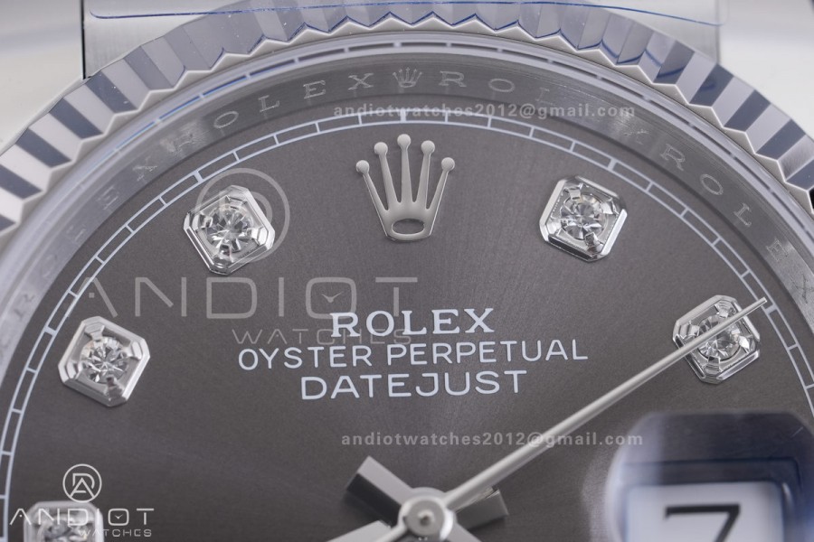 DateJust 36 SS 126234 ARF 1:1 Best Edition Gray Diamond Dial on Jubilee Bracelet DD3235
