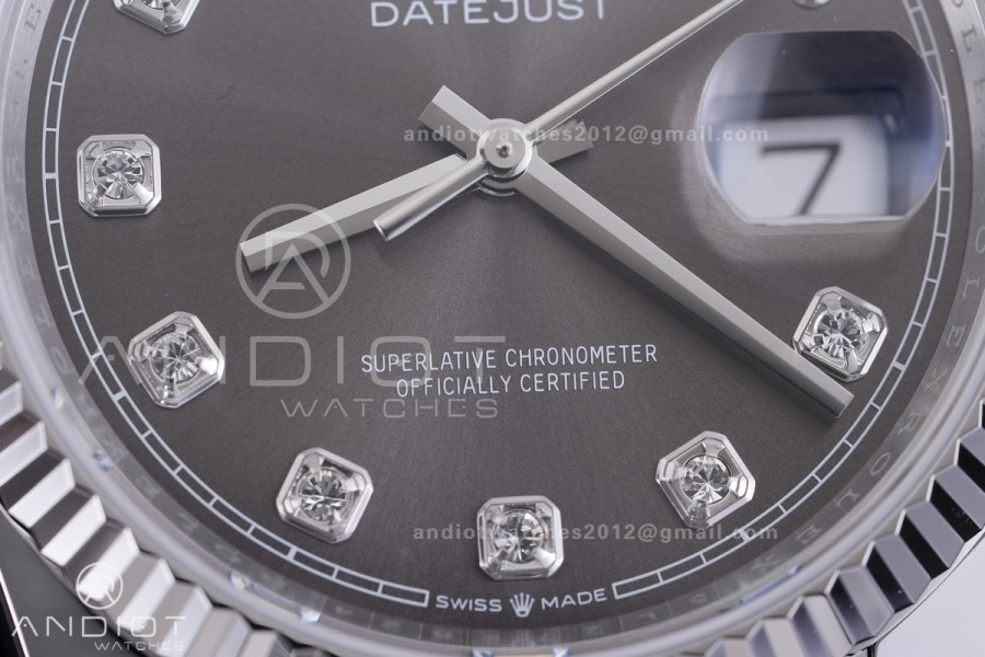 DateJust 36 SS 126234 ARF 1:1 Best Edition Gray Diamond Dial on Jubilee Bracelet DD3235