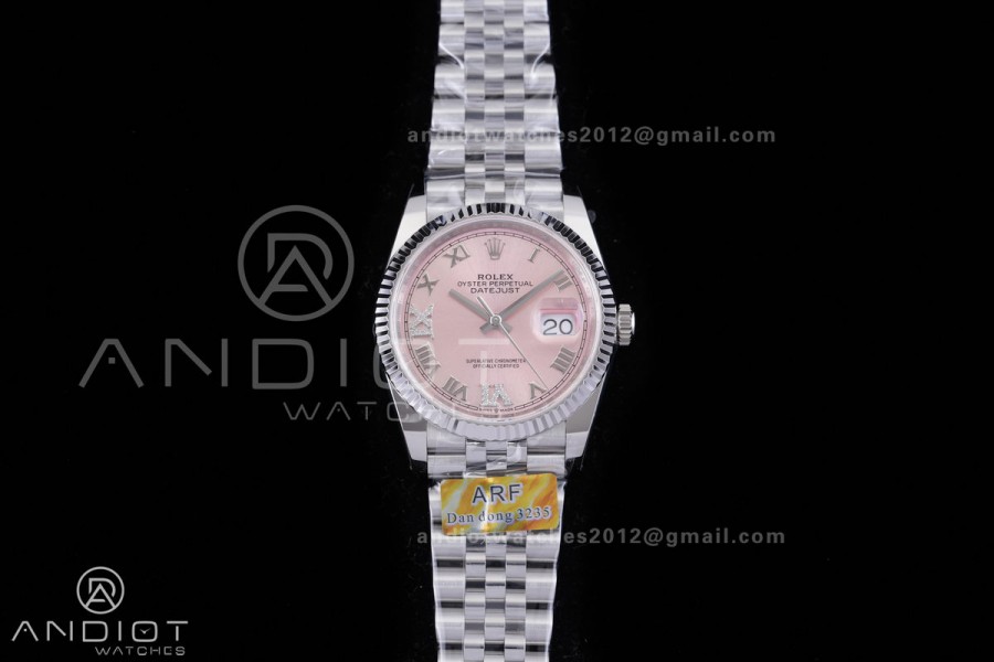 DateJust 36 SS 126234 ARF 1:1 Best Edition Pink Diamonds Roman Dial on Jubilee Bracelet DD3235 