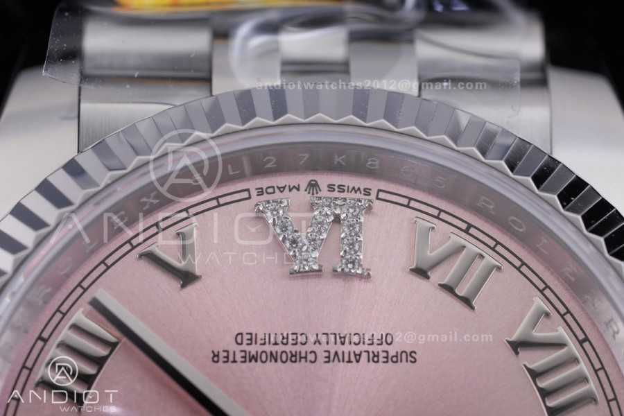 DateJust 36 SS 126234 ARF 1:1 Best Edition Pink Diamonds Roman Dial on Jubilee Bracelet DD3235 