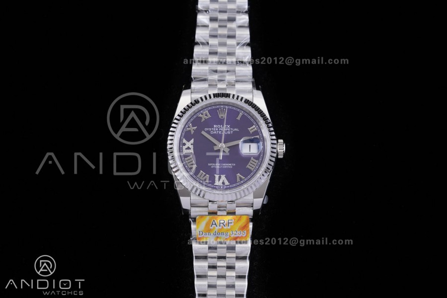 DateJust 36 SS 126234 ARF 1:1 Best Edition Purple Diamonds Roman Dial on Jubilee Bracelet DD3235