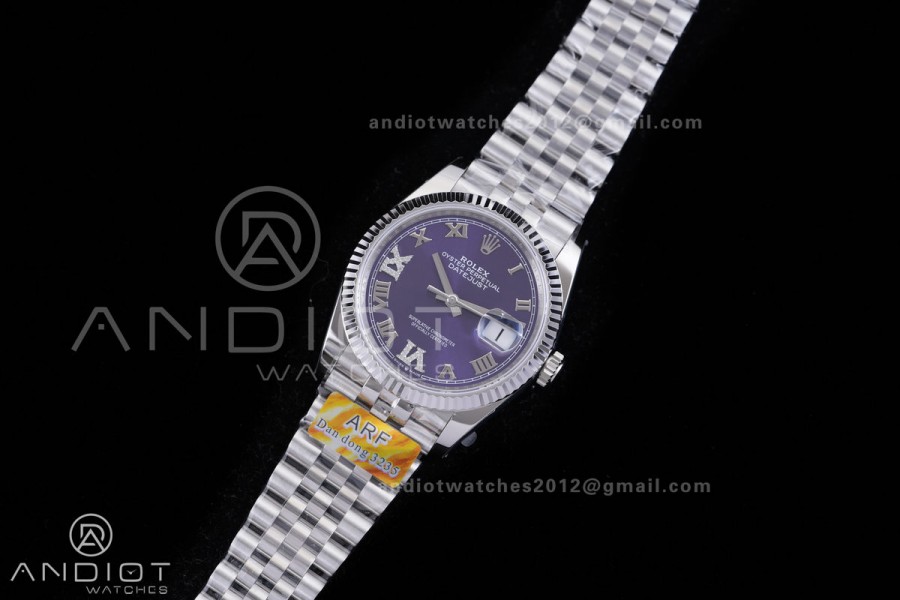 DateJust 36 SS 126234 ARF 1:1 Best Edition Purple Diamonds Roman Dial on Jubilee Bracelet DD3235