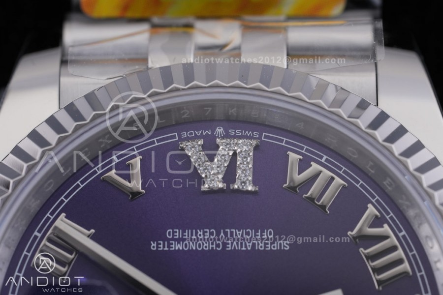 DateJust 36 SS 126234 ARF 1:1 Best Edition Purple Diamonds Roman Dial on Jubilee Bracelet DD3235