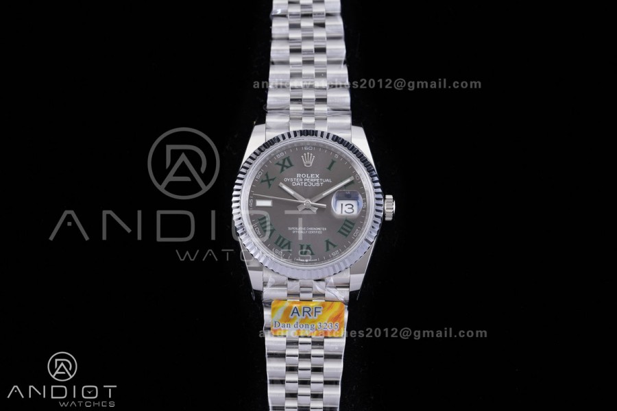 DateJust 36 SS 126234 Wimbledon ARF 1:1 Best Edition Gray  Dial Green Roman on Jubilee Bracelet DD3235
