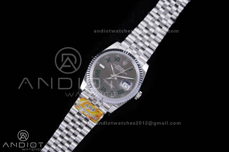 DateJust 36 SS 126234 Wimbledon ARF 1:1 Best Edition Gray  Dial Green Roman on Jubilee Bracelet DD3235