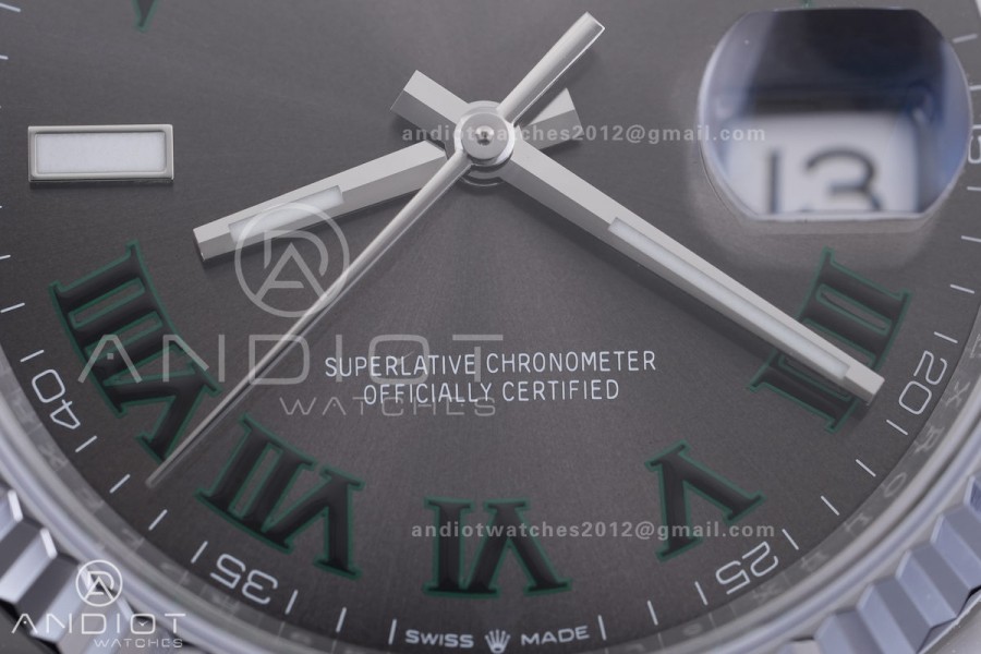 DateJust 36 SS 126234 Wimbledon ARF 1:1 Best Edition Gray  Dial Green Roman on Jubilee Bracelet DD3235
